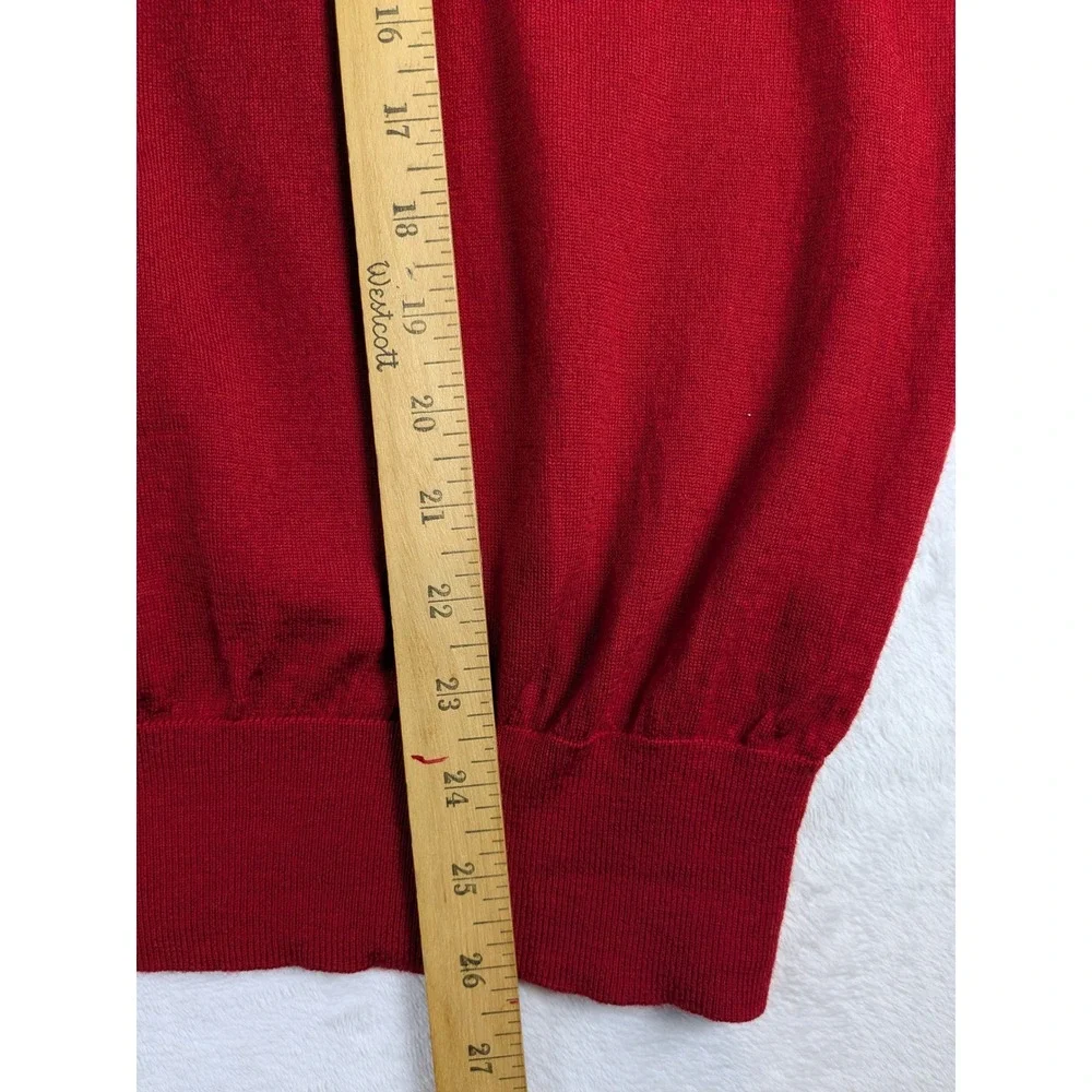 Polo Ralph Lauren‎ Mens Red V Neck Long Sleeve Merino Wool Sweater XL READ